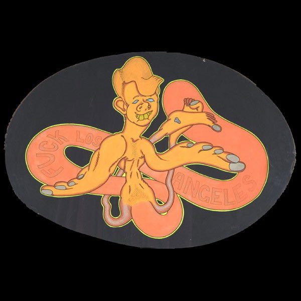 Peter Saul. President's series, Kennedy 1968: PETER SAUL. (American, b. 1934) "Kennedy" (from The President's Series). Tempera, pencil, and pastel on paperboard, 1968. Oval: 26 x 38 inches. Provenance: Mrs. Donald Ogden Stewart (nee Ella Winter)