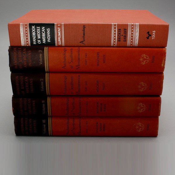 wauchope,et al, handbook of middle american india: Wauchope, et al, Handbook of Middle American Indians, vols 2, 3, 10, 11, supplement 1. (5 vols.) In very good condition. Provenance: the estates of Douglas Hague and Jorge Euan, San Francisco, CA. Col