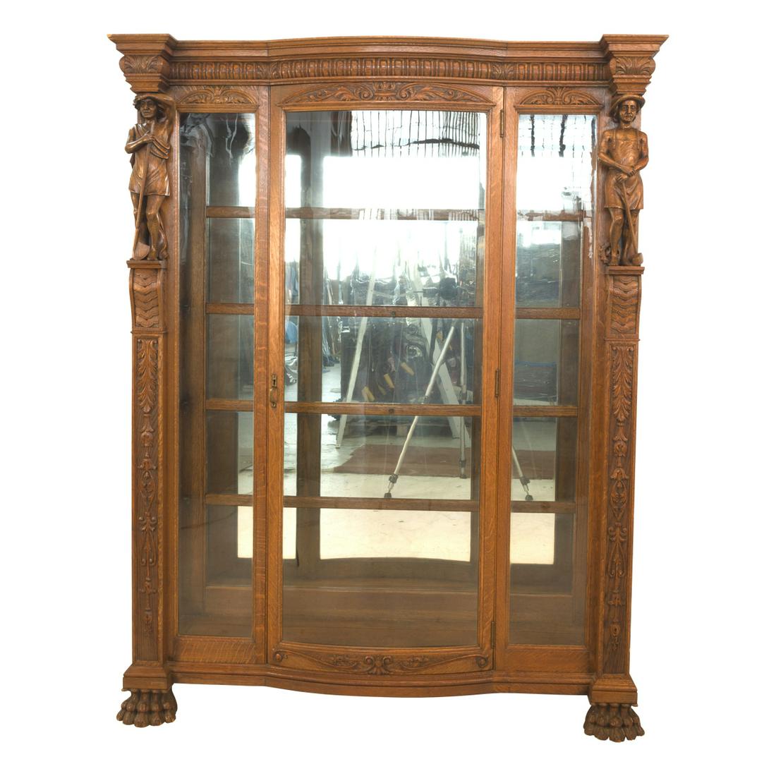 American Renaissance Revival Oak Vitrine Cabinet (1 of 3)