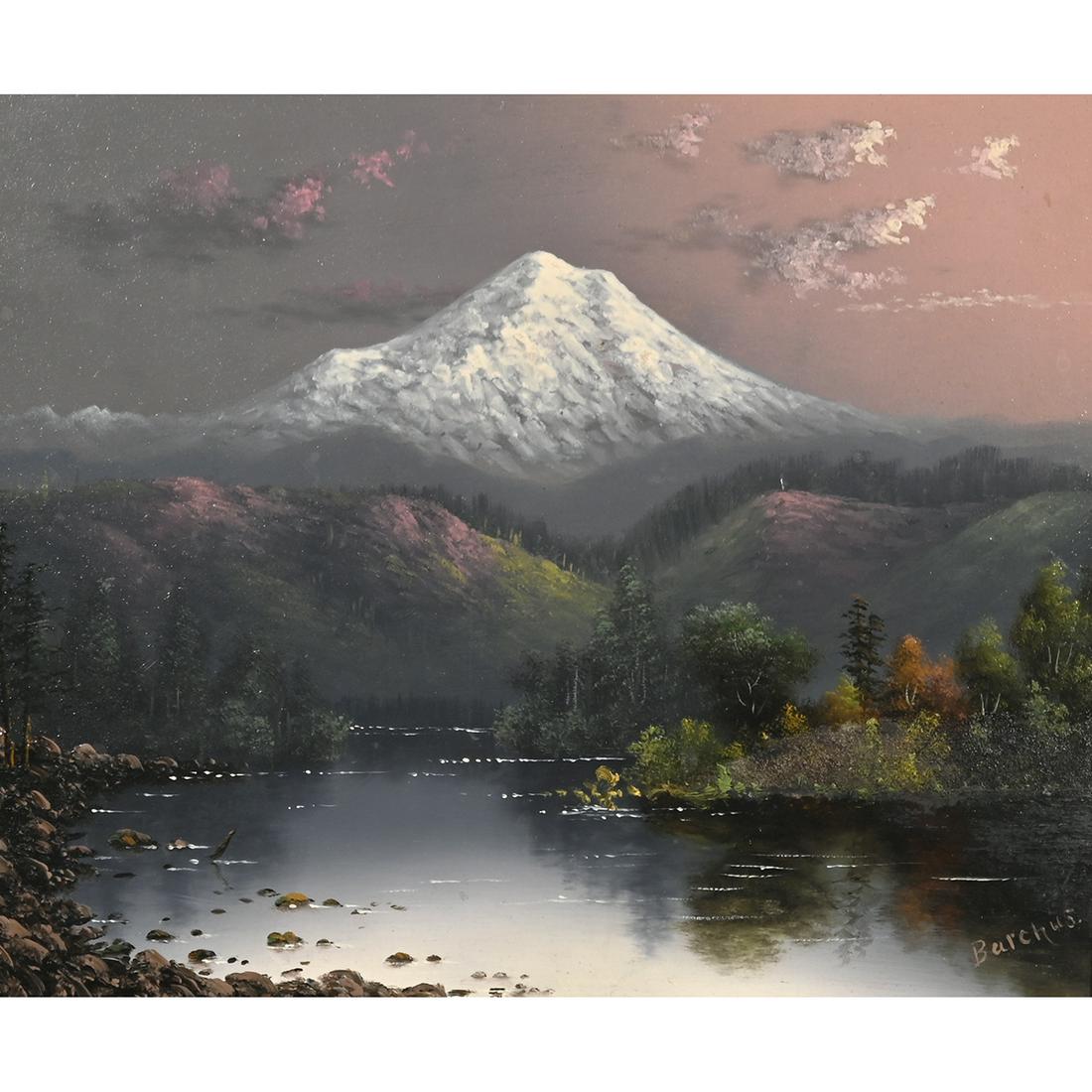 Eliza Barchus, Sunset Mt. Hood, oil on panel (1 of 4)