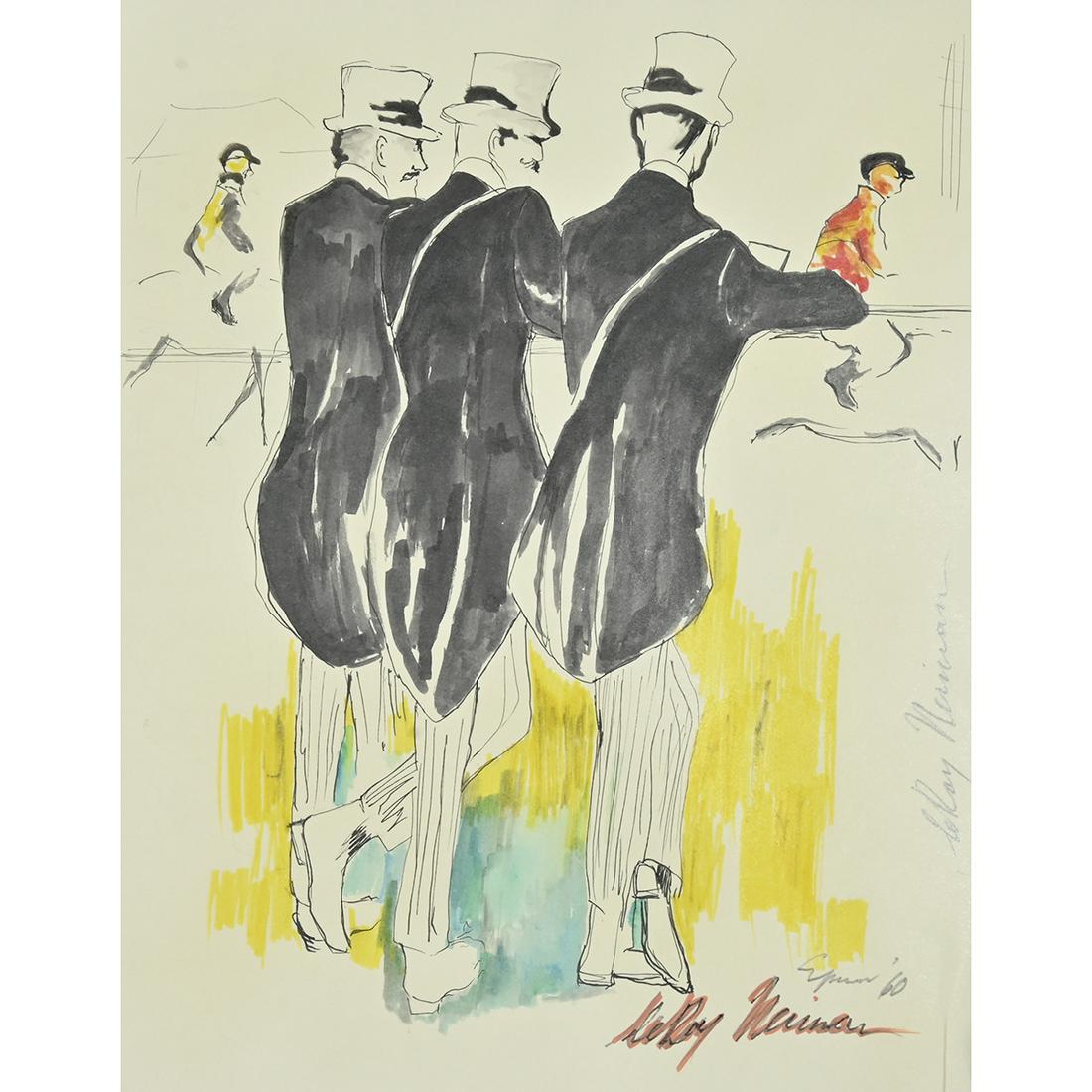Leroy Neiman ''Epsom'' 1960, Mixed Media on Paper (1 of 4)