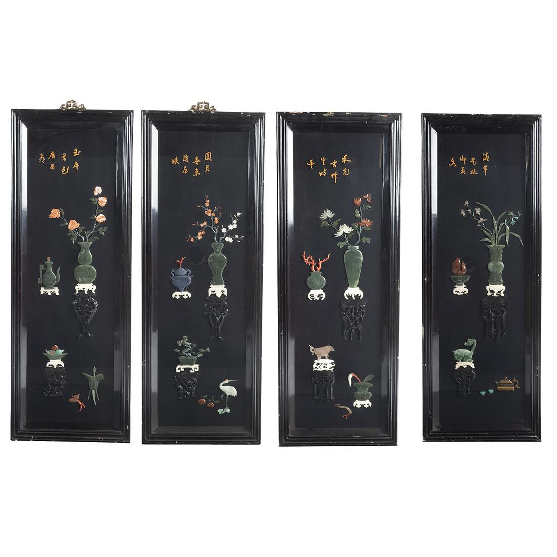Set of Four Chinese Framed Art, Four Season Flowers (1 of 5)