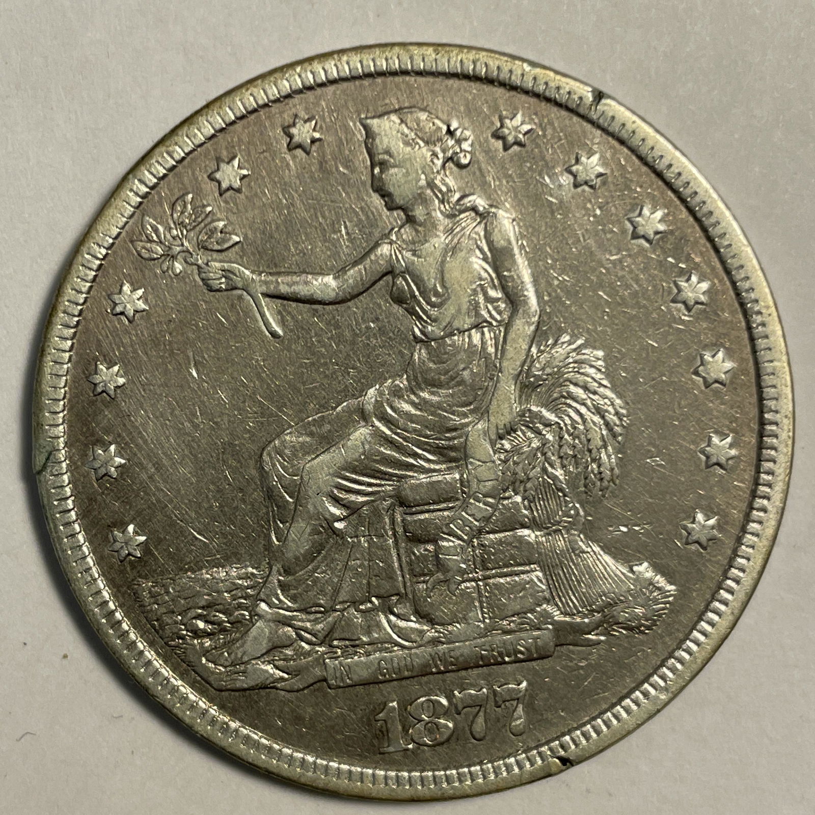 US 1877 Trade Dollar VF-XF Condition (1 of 2)