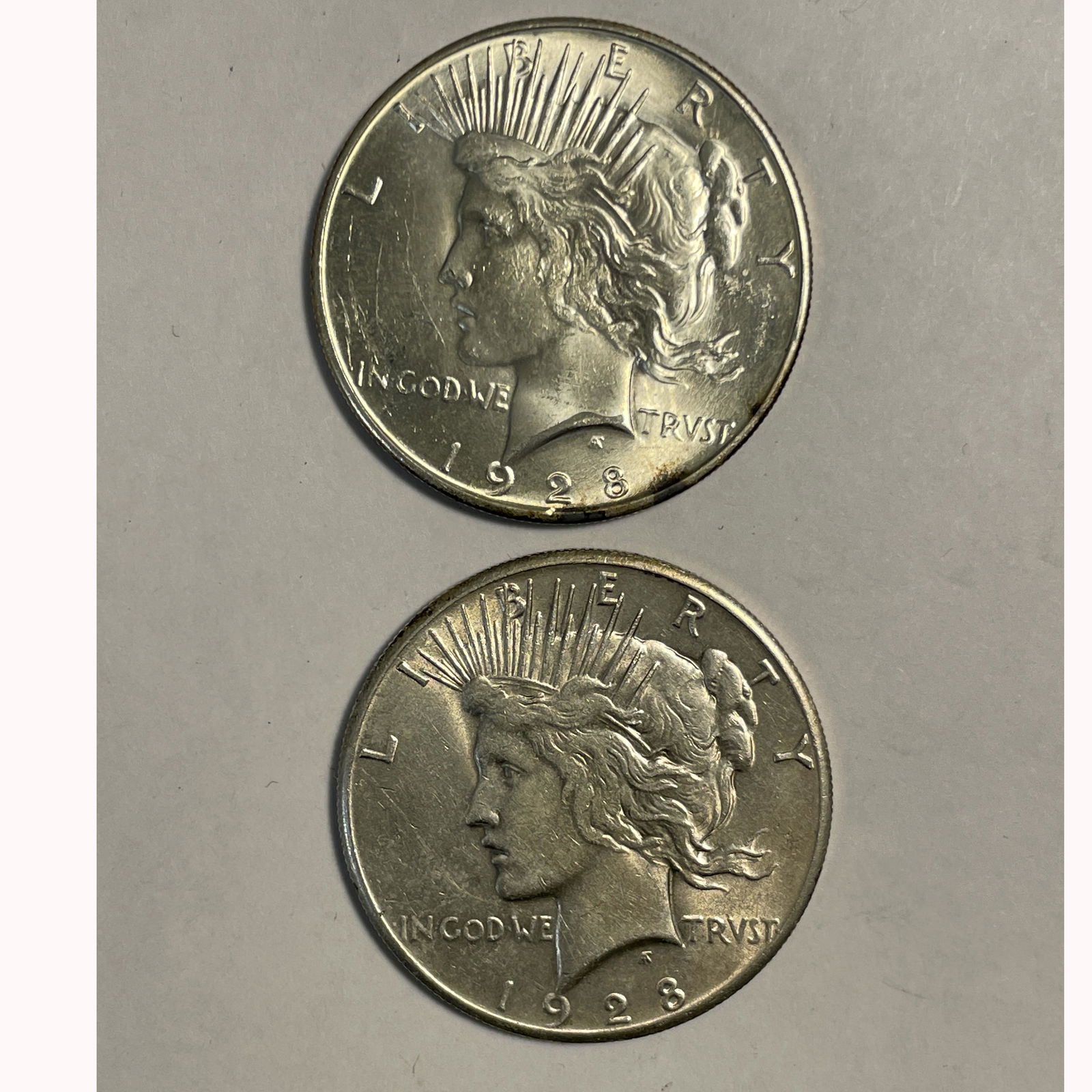 US1928 and 1928(S) Peace Dollars Choice UNC Condition (1 of 2)