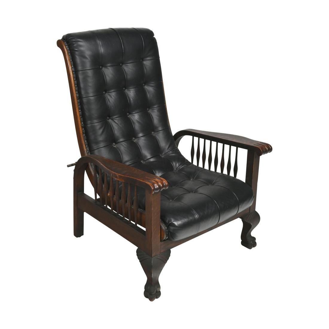 Renaissance Revival Carved Oak Morris Chair (1 of 3)