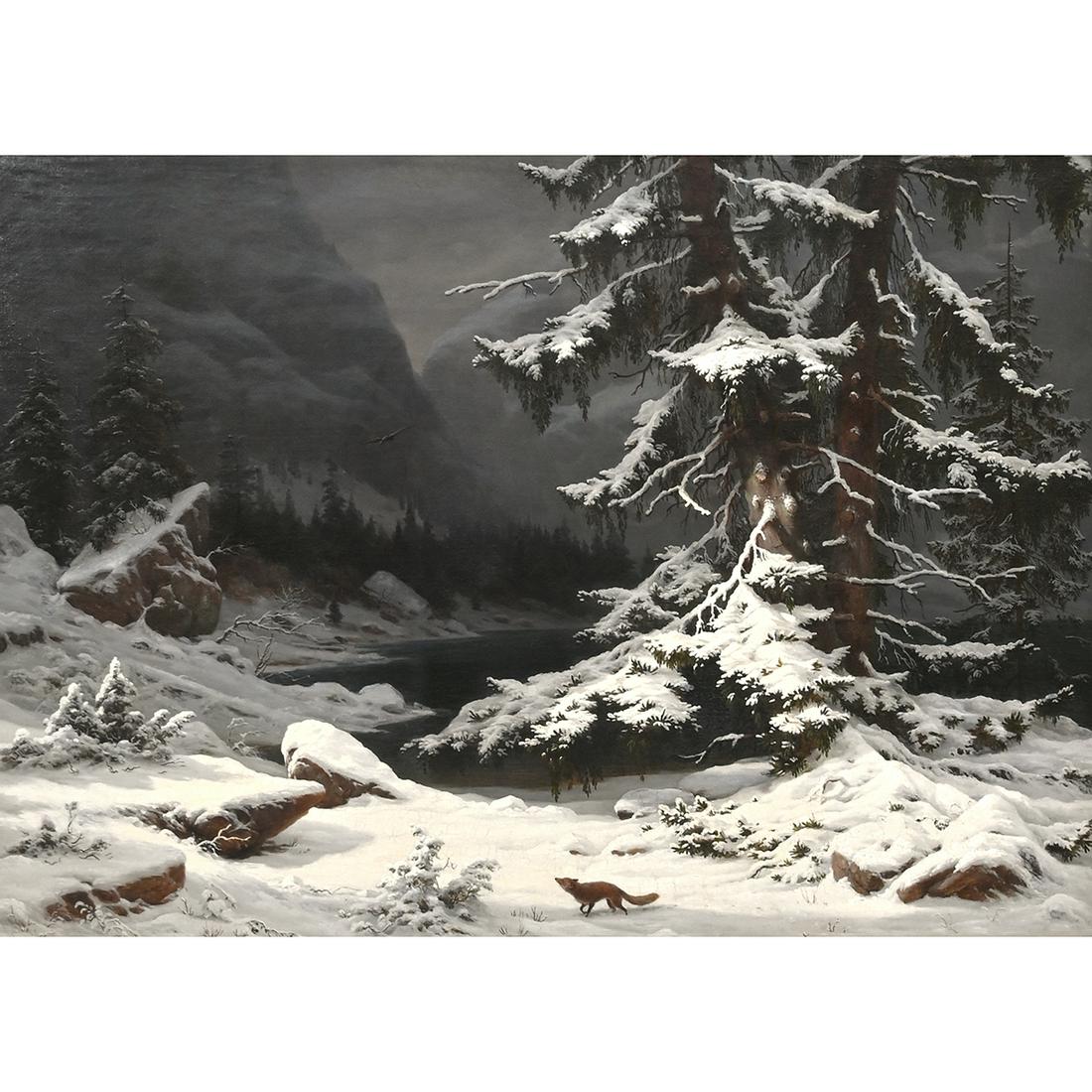 George Eduard Otto Saal, Winter Scene with Fox, 1845 (1 of 4)