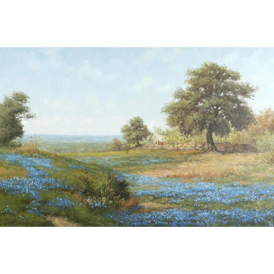 B. Adams, Texas Blue Bonnets, 1976, oil on canvas (1 of 4)