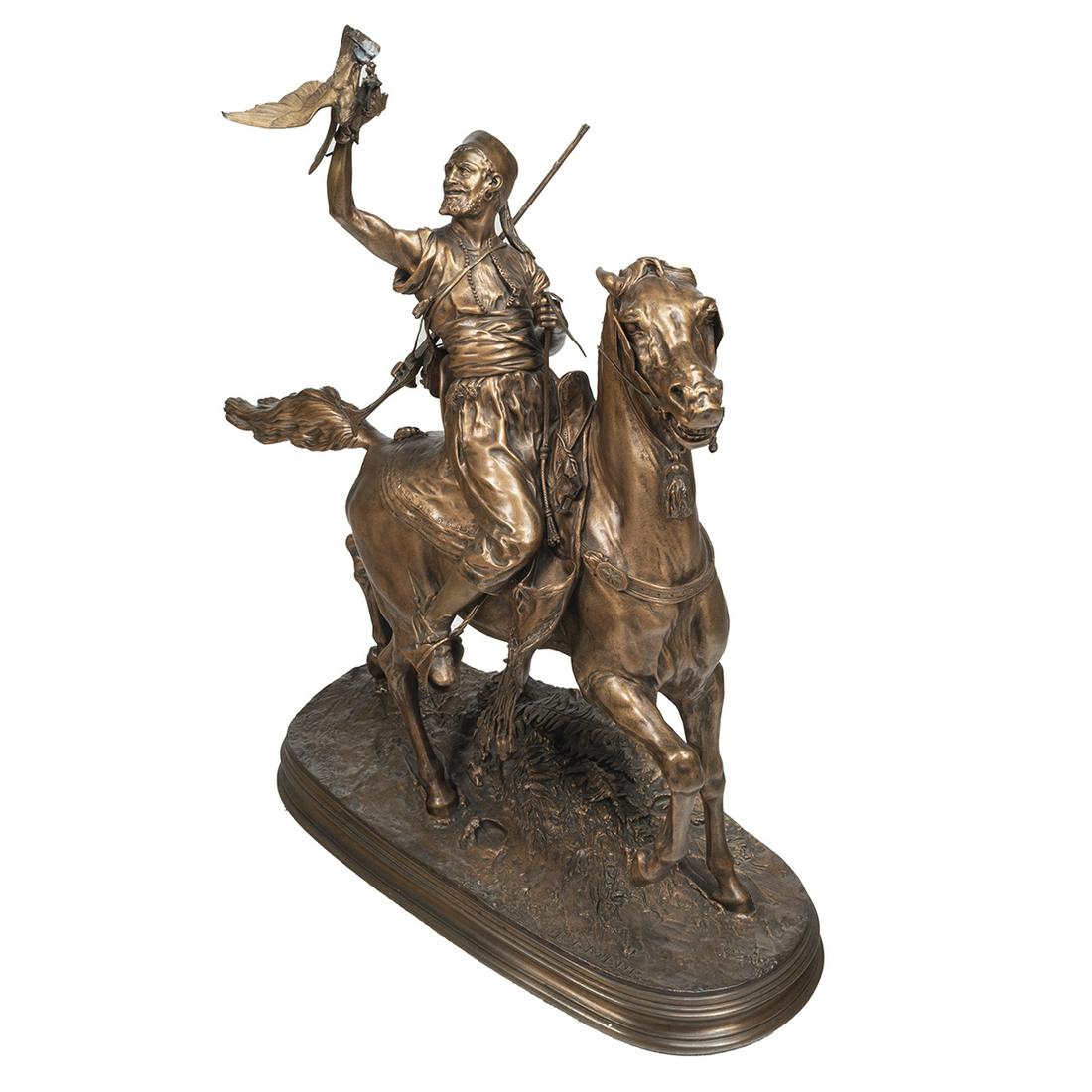Pierre Jules Mene, La Fauconnier Arabe a Chaval, Bronze (1 of 3)