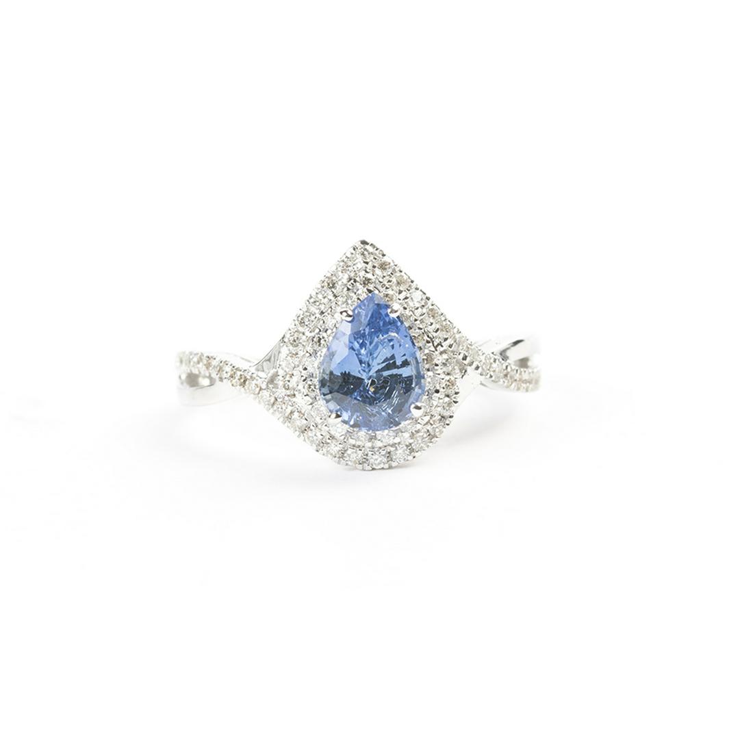 Sapphire, Diamond, 14k White Gold Ring. (1 of 3)