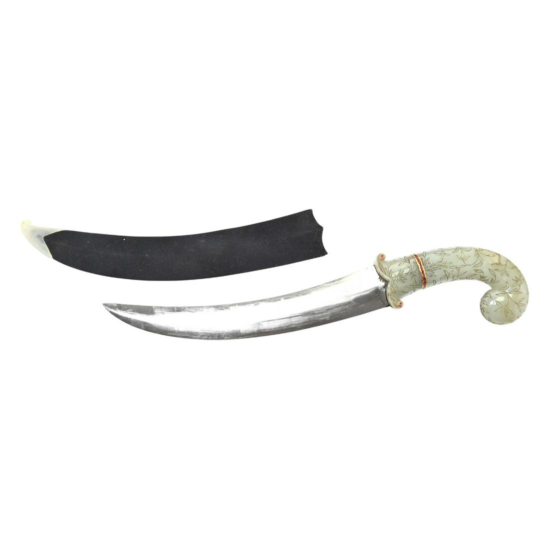 A Carved Jade Handle Dagger and Scabbard (1 of 3)