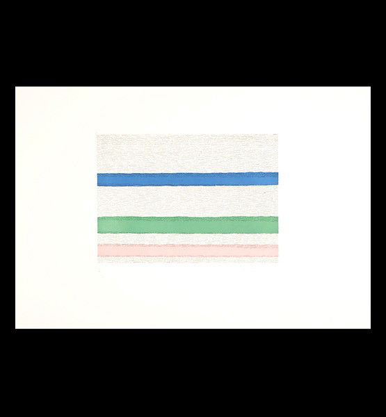 Piero Dorazio, Ceroli, Brunori modern italian art: ASSOCIAZIONE MUSICALE VALENTINO BUCCHI. Partial set, with three of the five intaglios Piero Dorazio, Mario Ceroli, and Enzo Brunori. Three Large woorks inHarcover Folio: Blue, Green and Pink Abstract