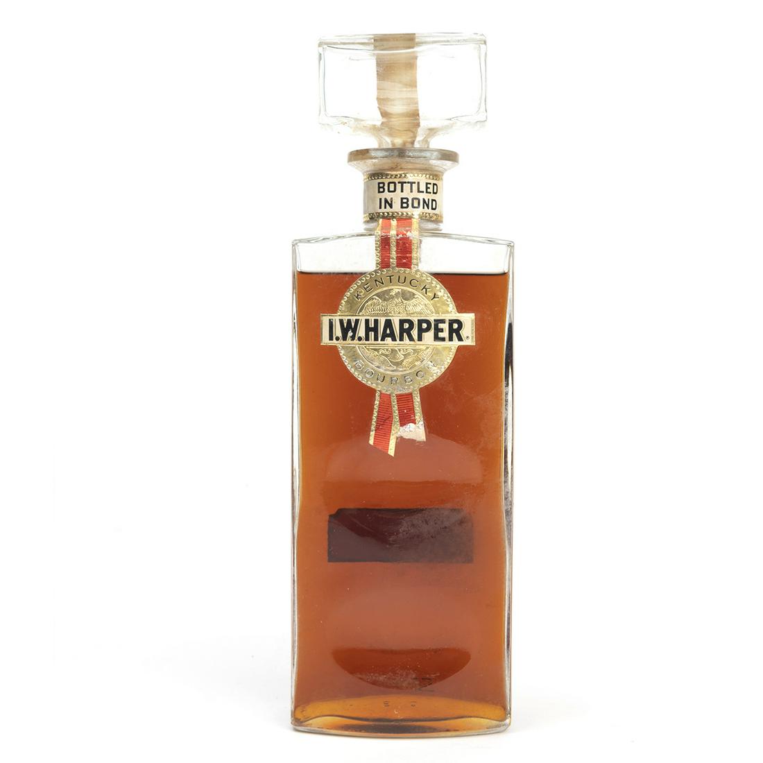 One Bottle I. W. Harper Kentucky Bourbon.: One Bottle I. W. Harper Kentucky Bourbon. 4/5th Quart. I. W. Harper Kentucky Bourbon. Sealed, bottled in bond "in U.S. Government Internal Revenue Bonded Warehouse." Produced by I.W. Haper Dist Co. St