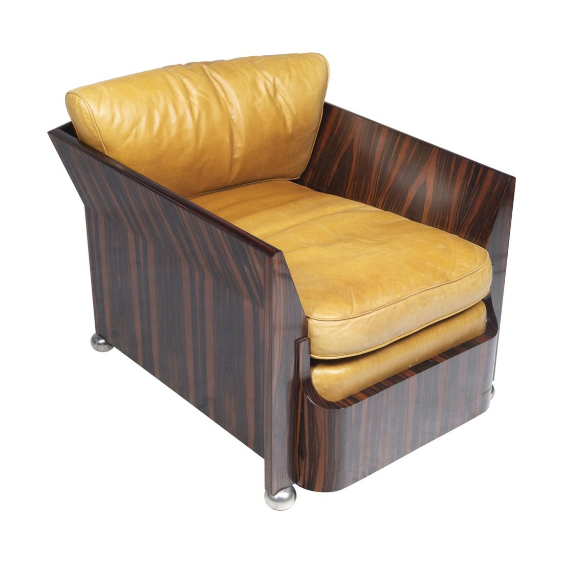 Art Deco Style Macassar Club Chair on Casters. (1 of 3)