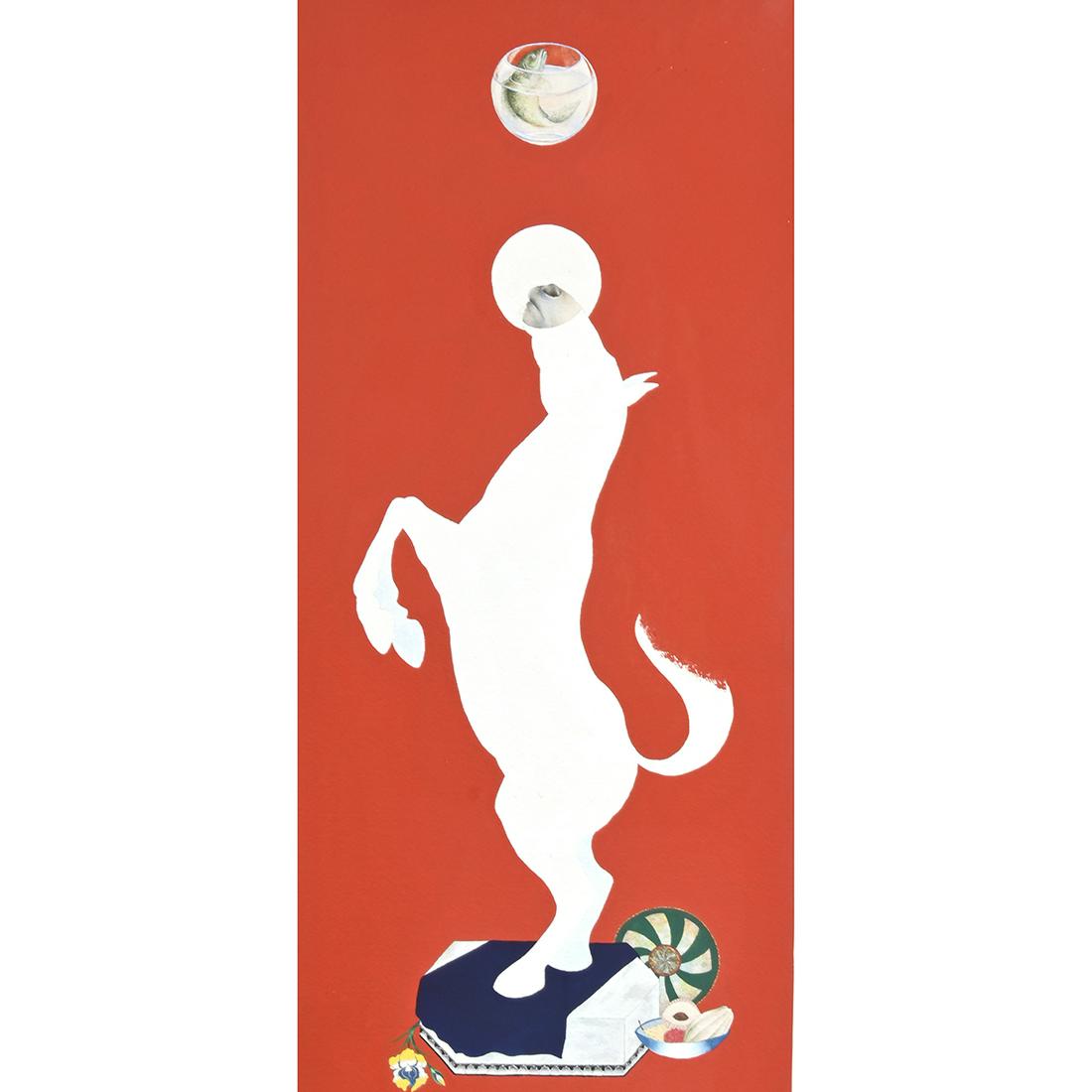 Tom Knechtel, "Grace" 1980: TOM KNECHTEL (American, Contemporary, 1952-), "Grace," 1980, gouache and watercolor on paper, sheet: 20 x 9 inches, framed: 24 x 13 inches, signed, titled, and dated on matting verso. Condition: verso