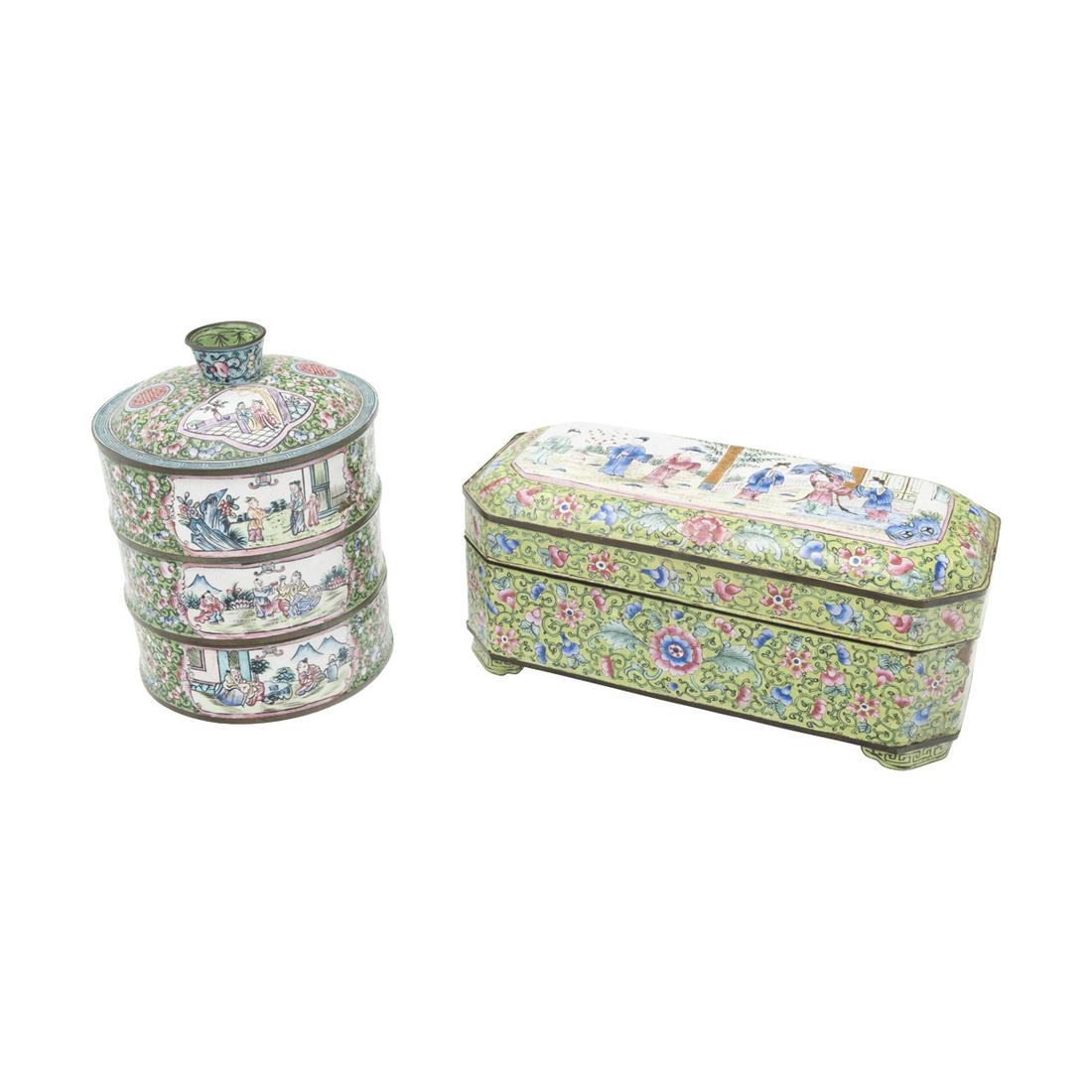 Group of Chinese Canton Enamel Boxes (1 of 3)