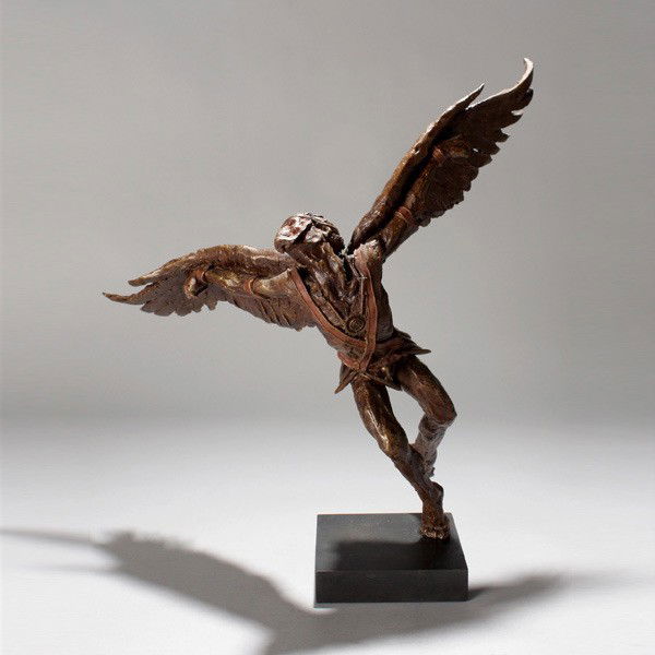 Al Farrow original bronze sculpture: AL FARROW (American, b. 1943) Icarus Bronze, 1984 17 x 19 x 7 inches Signed and dated on side of base and inscribed A/P (artist's proof from an edition limited to 6 numbered copies and 2 artist's proo
