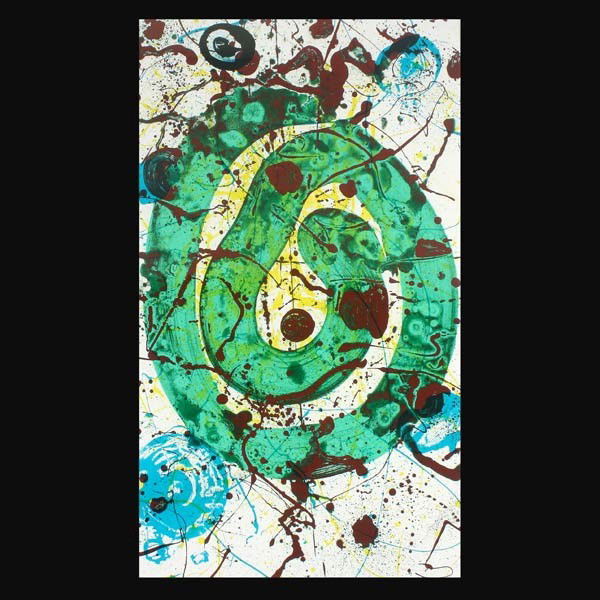 Sam Francis color screenprint: SAM FRANCIS (American, 1923-1994) For the Blue Sons of the Air Color screenprint, 1990. Printed by Ronald McPherson at La Paloma, Tujunga, California, with the blind stamp lower right. Published by th