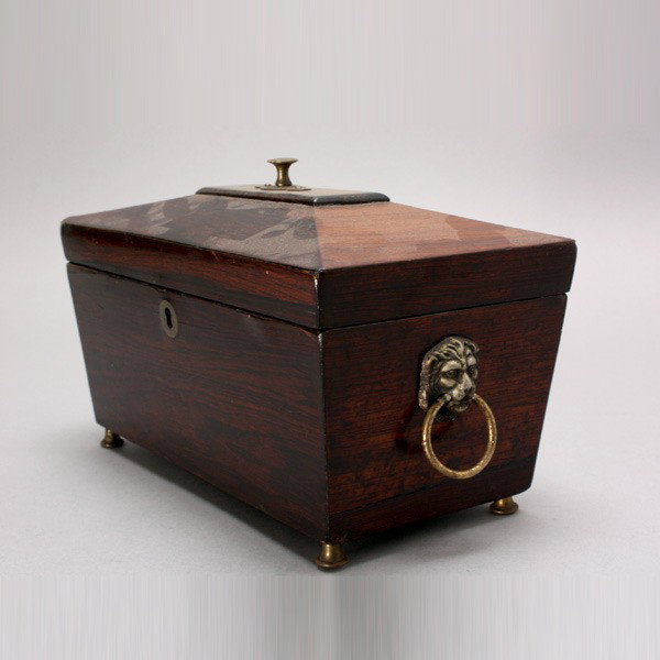 Regency Rosewood Sarcophagus Form Tea Caddy: Regency Rosewood Sarcophagus Form Tea Caddy {Dimensions 6 1/4 x 10 x 5 inches} Provenance: the estate of Douglas Hague & Jorge Euan, San Francisco.