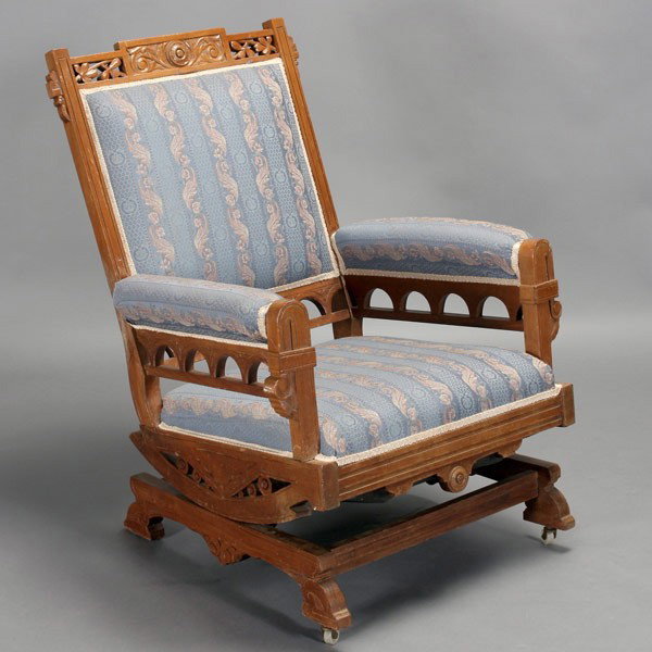 East Lake Style Upholstered Platform Rocking Chair: East Lake Style Upholstered Platform Rocking Chair {Dimensions 38 x 28 1/4 x 25 inches}