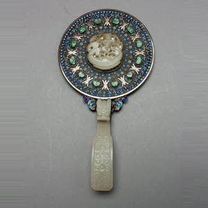 8003: A Jade Mounted Hand Mirror, Qing Dynasty