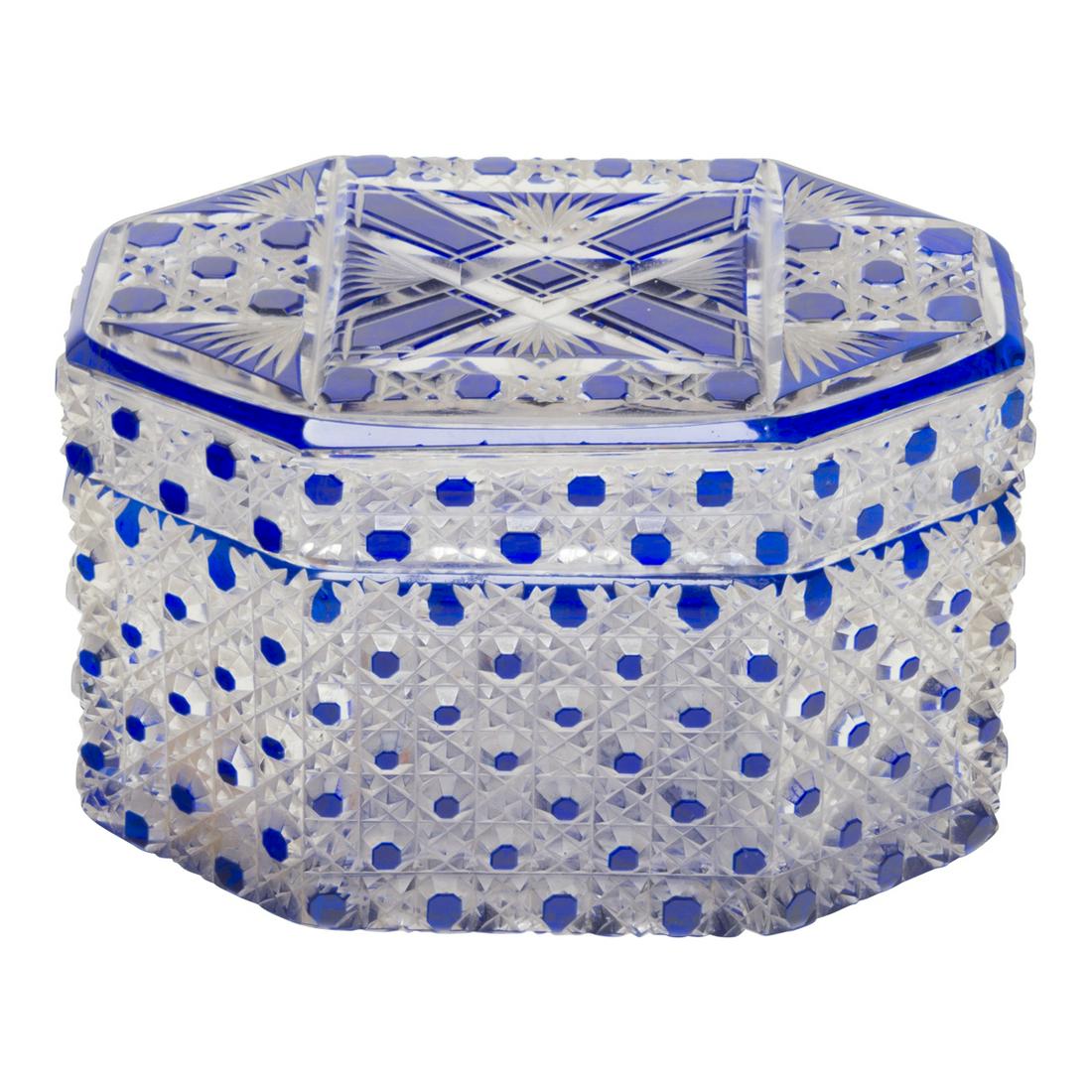 Baccarat Type Blue to Clear Glass Box (1 of 3)