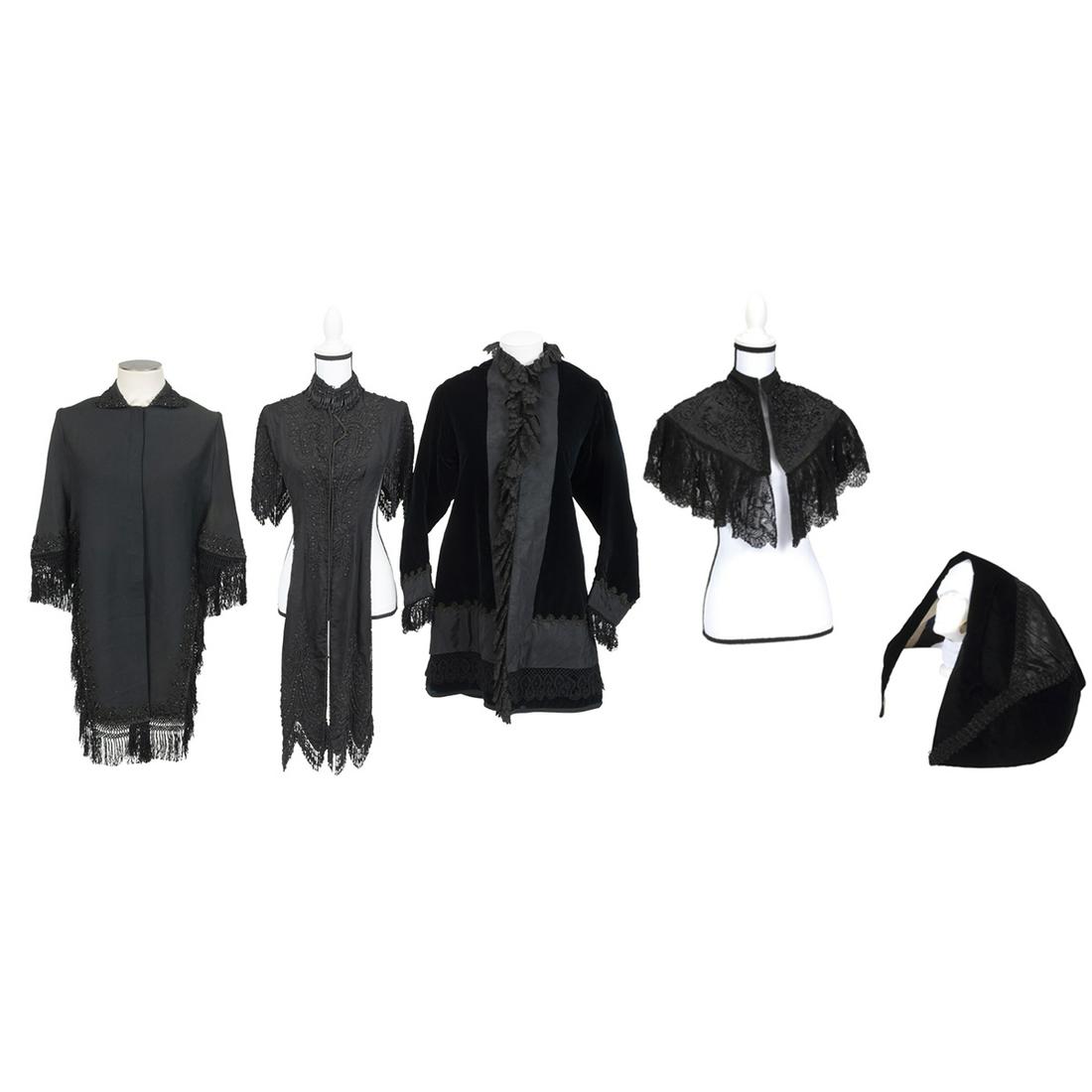 Five Victorian Black Mourning Items including Jacket. (1 of 6)
