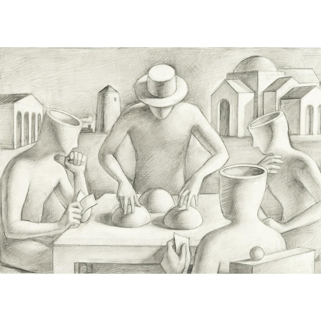 Mark Kostabi, Mind Games, pencil on paper (1 of 4)