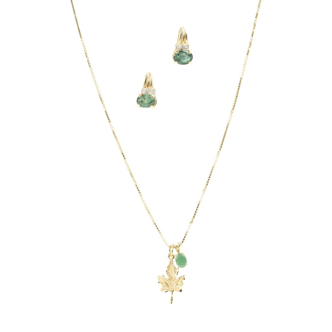 Emerald, Diamond, 14k Yellow Gold, Metal Jewelry Suite. (1 of 6)
