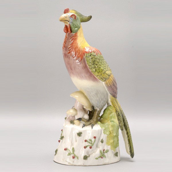 Pair of Italian Earthenware Pheasants: Lot 558: Pair of Italian Earthenware Pheasants {Height 15 1/4 inches}