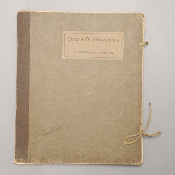 Curious Old Gravestones in and about Boston 1924.: Curious Old Gravestones in and about Boston. Privately printed portfolio, Boston, 1924. Very good condition. One of two string ties broken.