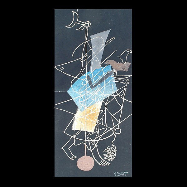 Rare Georges Braque "Sur Quatre Murs": After GEORGES BRAQUE (French 1882-1963) Maeght Gallery poster "Sur quatre Murs" (before letters). Lithograph, printed by Mourlot circa 1951. Numbered 26/100 lower right. Image: 25 1/2 x 11 3/4; sheet: