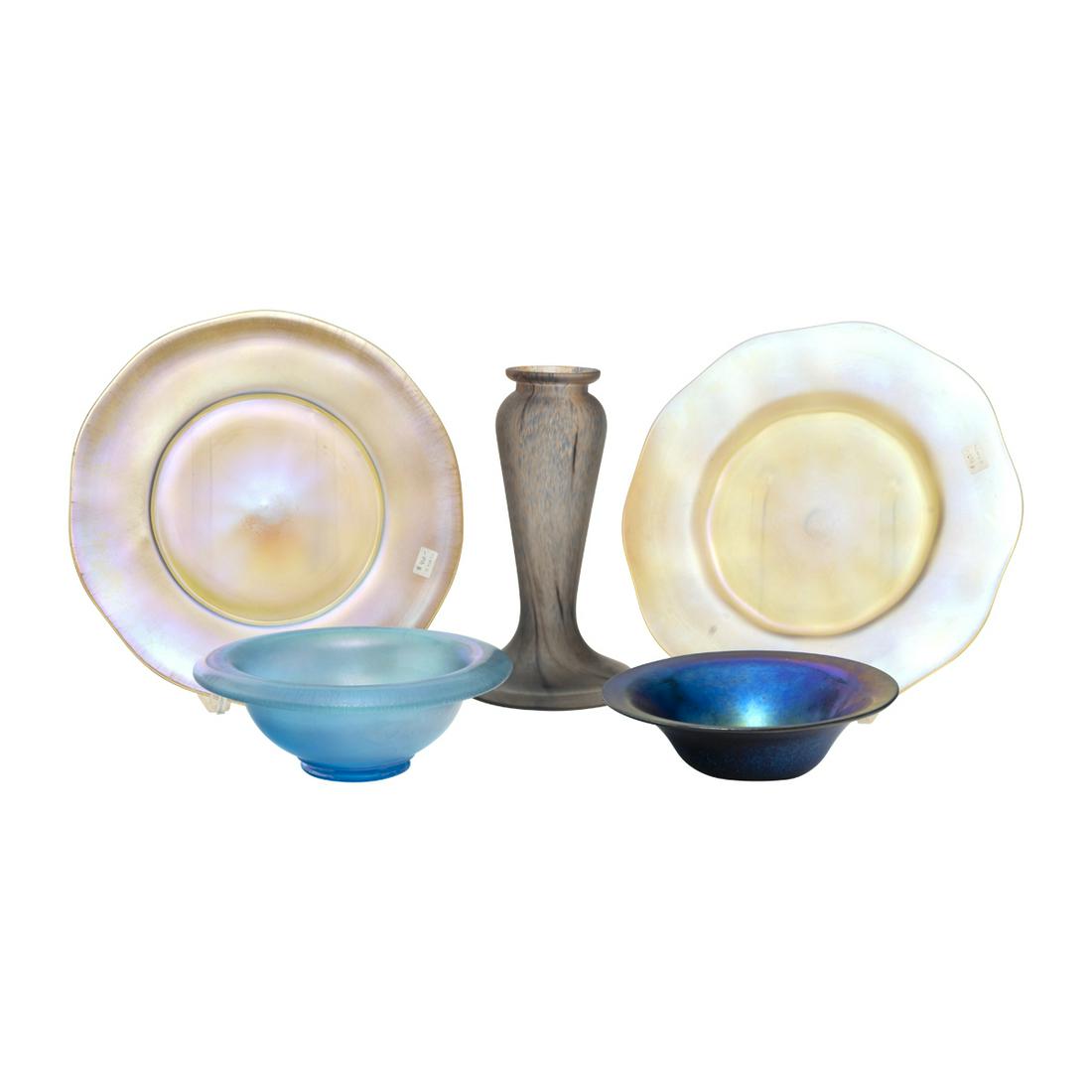 Five Art Glass Table Items Including Tiffany (1 of 4)