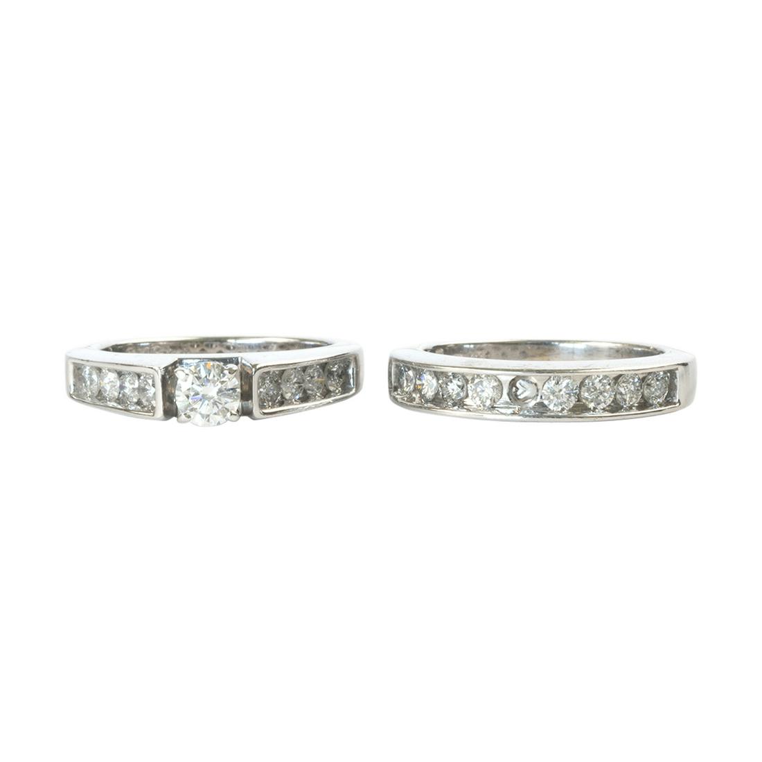 Diamond, 14k White Gold Wedding Ring Set. (1 of 3)
