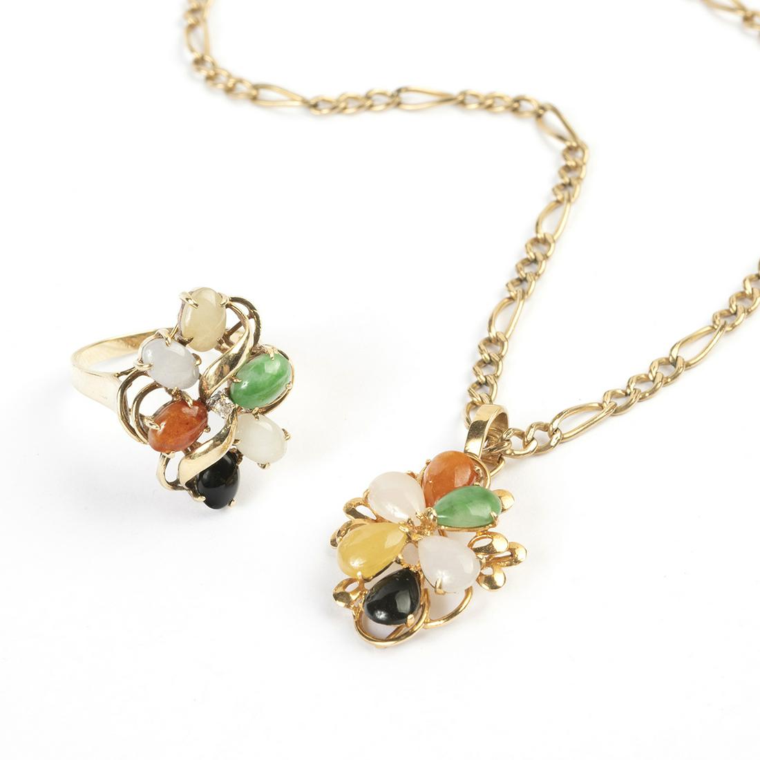 Multicolored Jade, 14k Gold, Gold-Filled Jewelry Suite. (1 of 5)