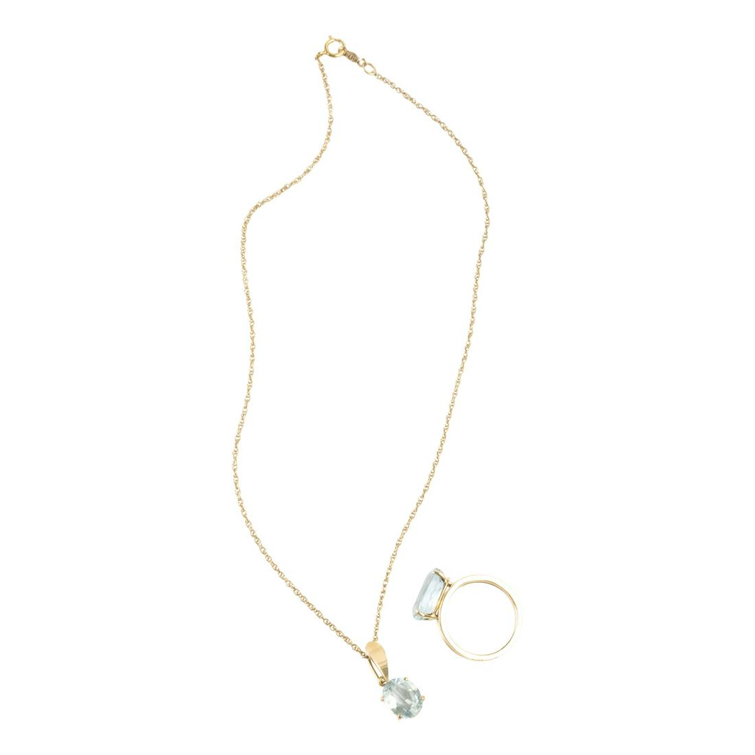 Aquamarine, 14k Yellow Gold Jewelry Suite. (1 of 5)