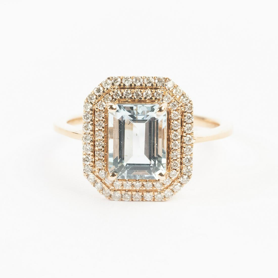 Aquamarine, Diamond, 14k Rose Gold Ring. (1 of 4)