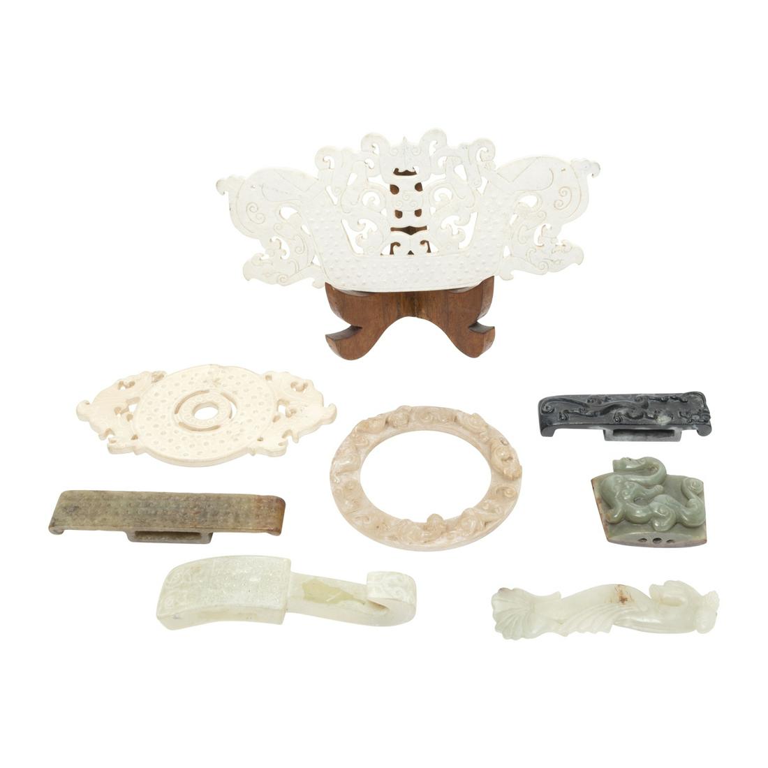 Group of Chinese Archaistic Jade/Hardstone with Stand (1 of 3)
