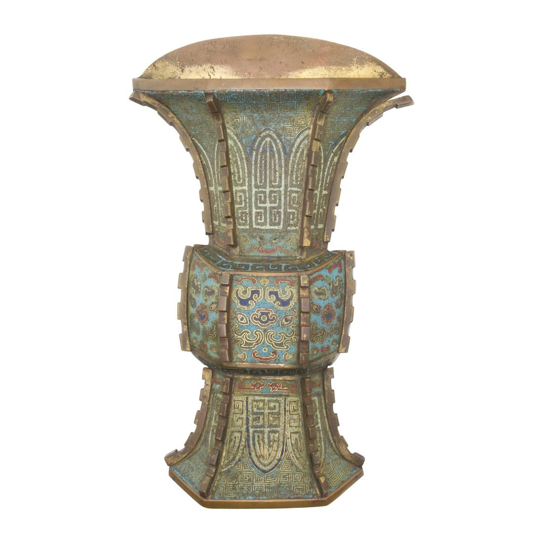 A Chinese Cloisonne Vase Form Wall Plaque (1 of 3)
