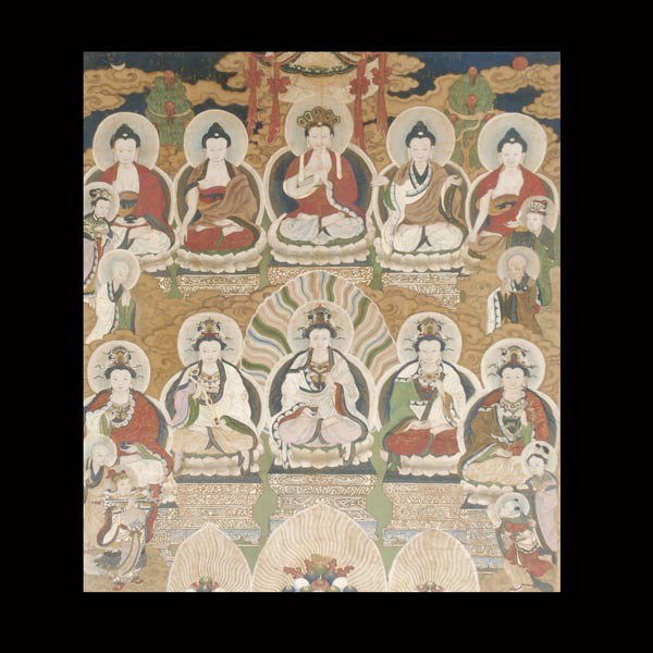 A Chinese Painting with a Religious Theme: A Chinese Painting with a Religious Theme, executed on silk, framed and glazed {94 x 82.6 cm} Provenance: From the Estate of Douglas Hague and Jorge Euan, San Francisco, CA. Collected in the 1960s.