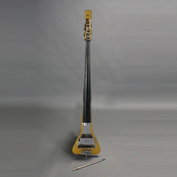 German Framus 4/60 Triumph Four String Bass: German Framus 4/60 Electric Upright Triumph Four String Bass with Solid Body, built since 1953 {Length 60 1/2 inches} [Lacking tightening screws for stand]