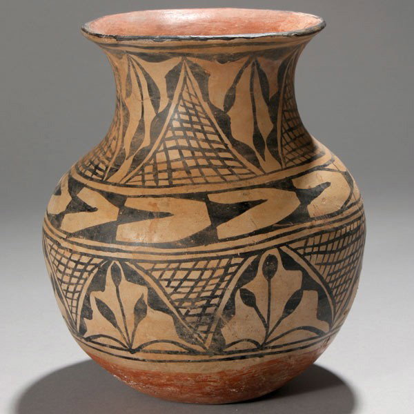 Native American Indian. Cochiti Pottery Olla: Native American Indian. Cochiti Pottery Olla. Concave base. Early 20th Century, from the collection of a New Mexico family that collected when New Mexico was still a territory. 9 x 8 inches.