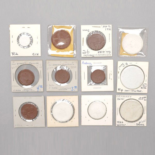 Twelve German Porcelain Coins.: Twelve German Porcelain Coins. Provenance: From the Richard Smith Collection