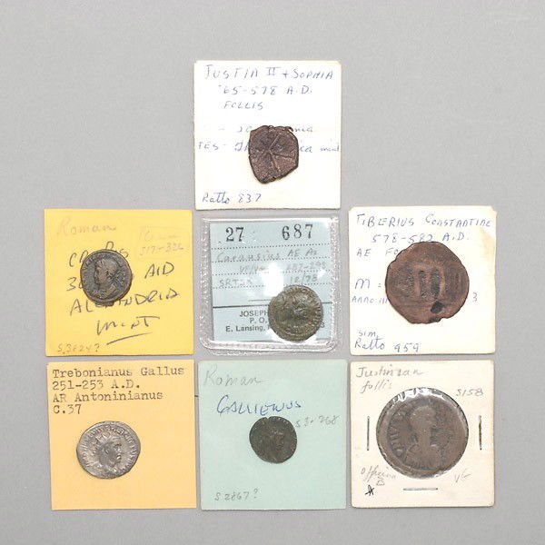 Seven Ancient Coins.: Seven Ancient Coins. Provenance: From the Richard Smith Collection