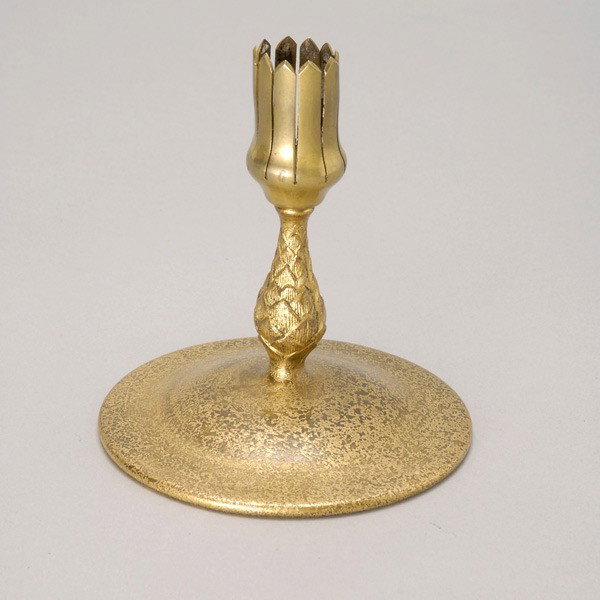 Tiffany Bronze Gold Dore Pineable Base Candlestic: Tiffany Studios New York bronze gold dore pineapple base candlestick Signed Tiffany Studios, New York #1043 {Height 5 1/2 inches}