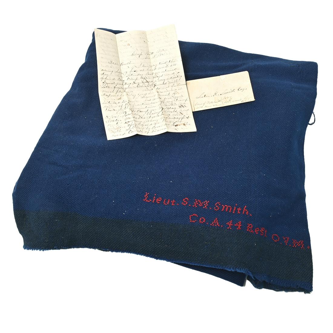 U.S. Civil War Union Lieutenant's Blanket with Letter (1 of 4)