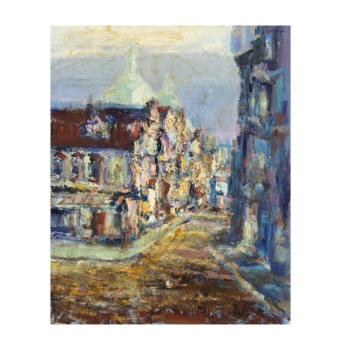 Marcel Dyf, View to Grande Palais, Paris, oil: MARCEL DYF (French, 1899-1985), View to Grande Palais, Paris, oil on board, (Approximate dimensions - overall: 9.75 x 7.75 inches), signed lower right.