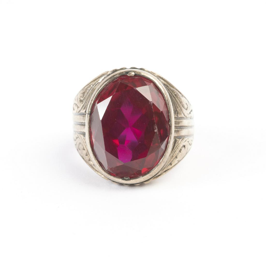 Synthetic Ruby, 10k Yellow Gold Ring. (1 of 3)