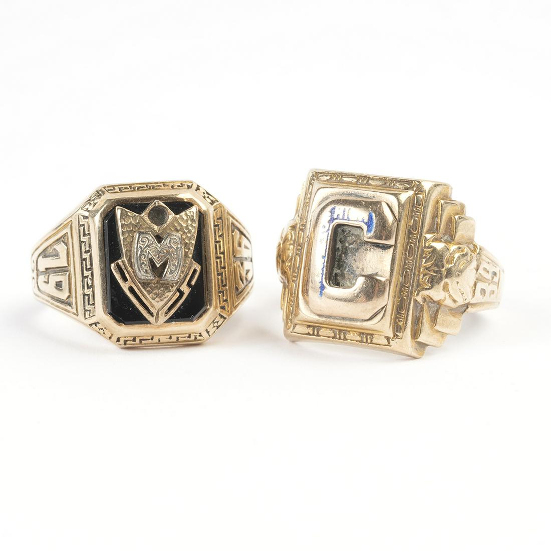 Two Enamel, 10k Yellow Gold Class Rings. (1 of 5)