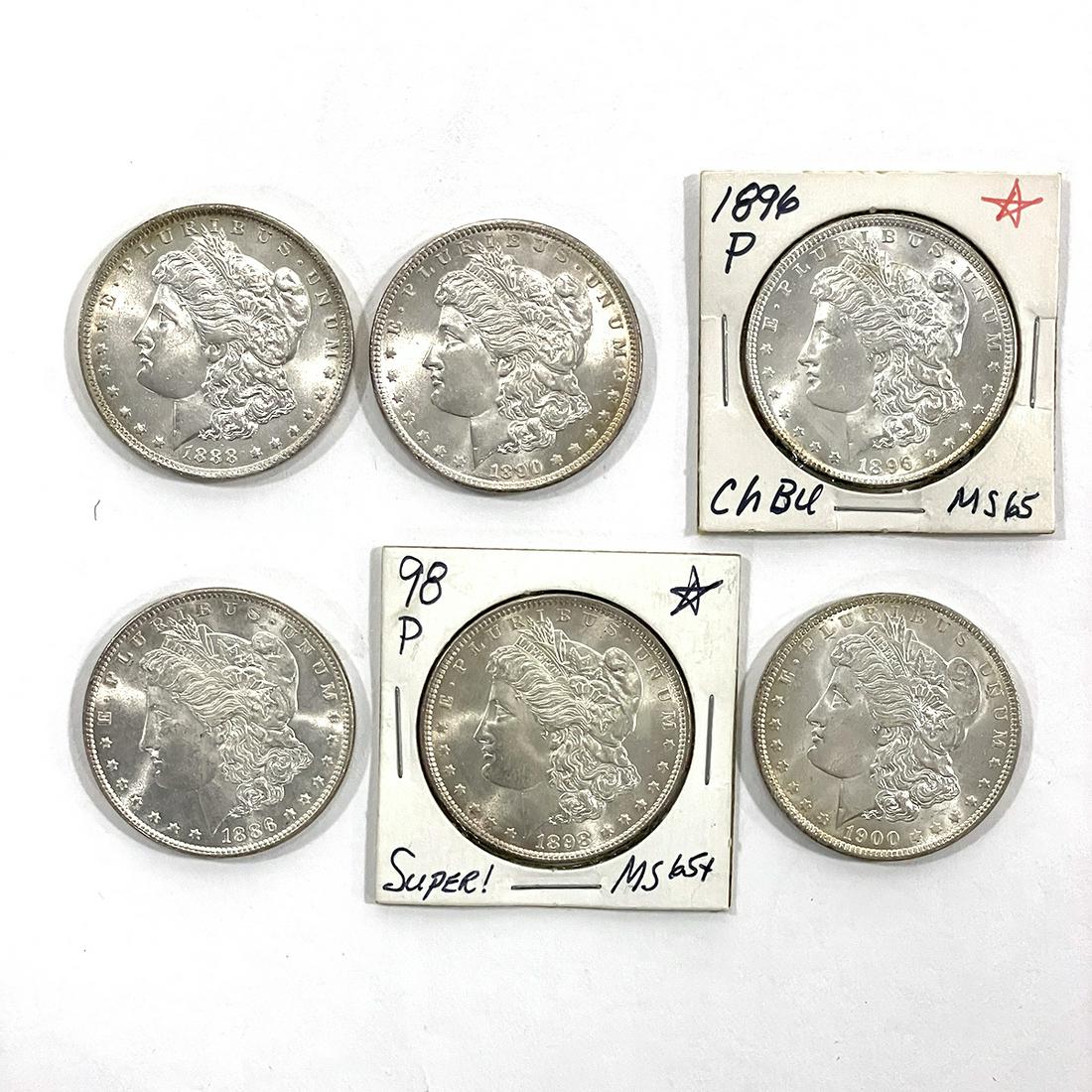 US Lot of Six Morgan Dollars Including (1 of 2)