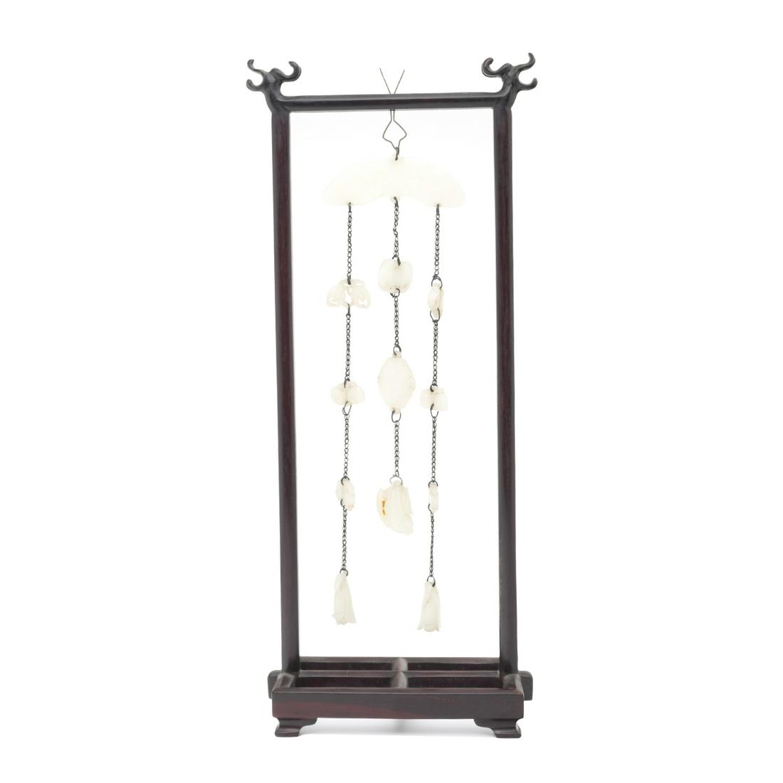 Collection of Carved Jade Pendants on Wooden Stand (1 of 4)